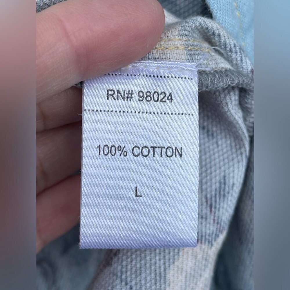 LOVE THE LABEL ANTHROPOLOGIE FLORAL CHAMBRAY BUTTONDOWN TOP LARGE - Picture 13 of 16